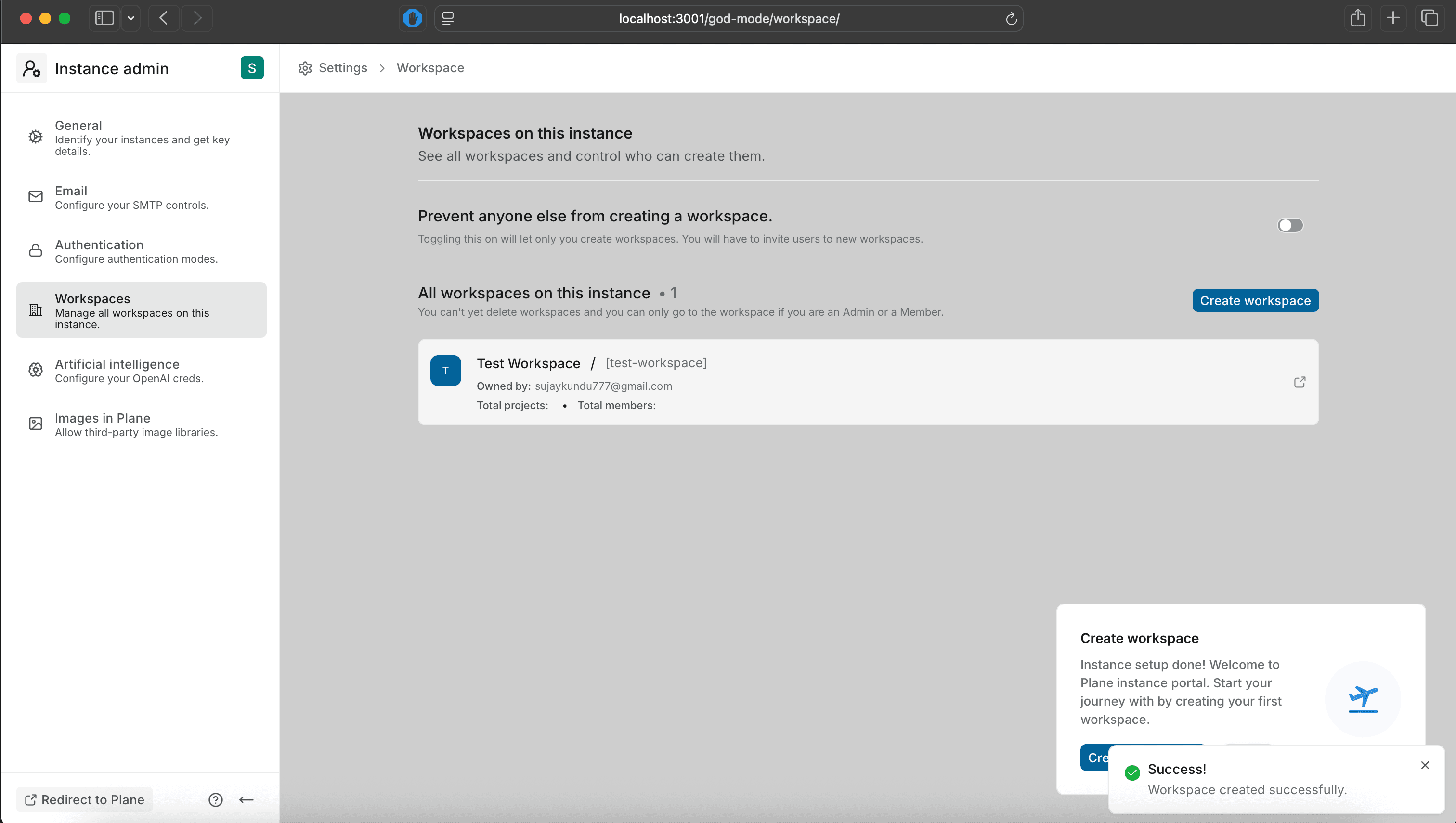 Self Hoster - Start Plane App Backend locally using Docker