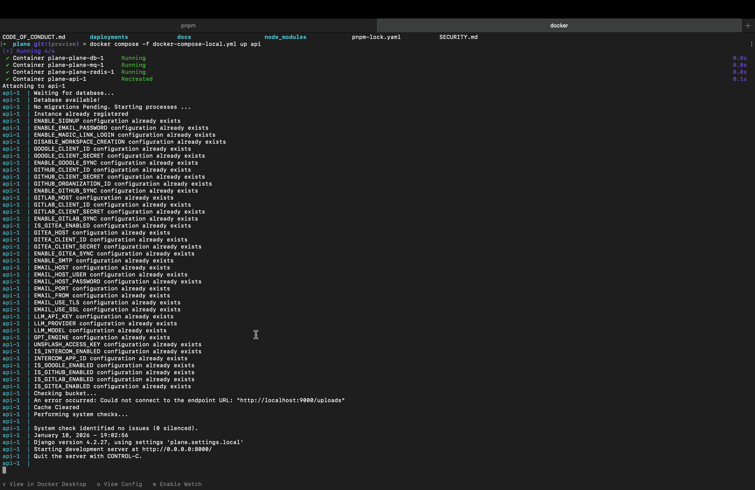 Self Hoster - Start Plane App Backend locally using Docker