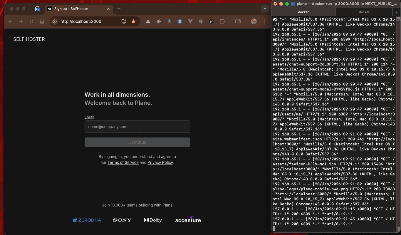 Self Hoster - Start Plane App Backend locally using Docker
